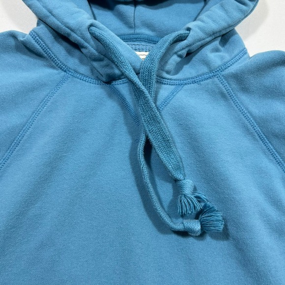 American Eagle Hoodie Oversized Ribbed Fleece Pullover Blue Split Hem Women L - Picture 10 of 14